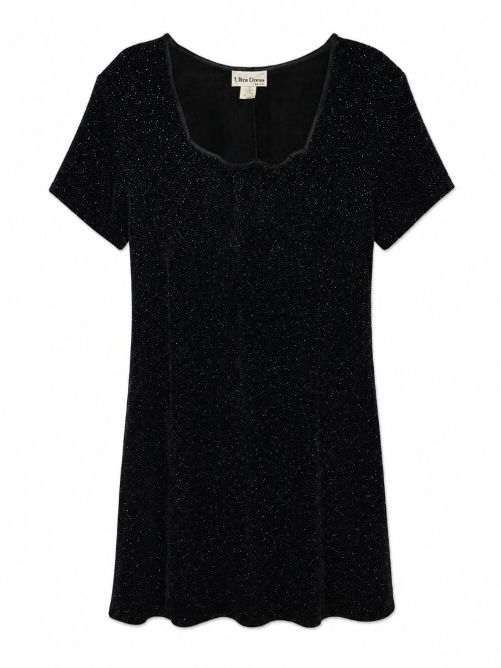 Vintage 90s Black Sparkly Short Sleeve Dress, Size 16W